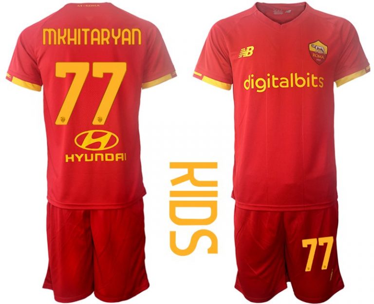 Kindertrikot AS Roma Heim Trikot 2022 rot für Kinder MKHITARYAN 77