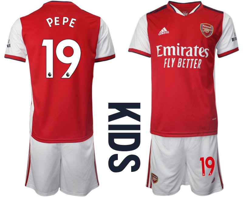 Kindertrikot FC Arsenal Heimtrikot 21/22 Kinder rot/weiß mit PEPE 19 Aufdruck