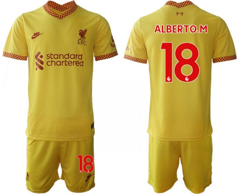 Liverpool FC Ausweichtrikot 2021/22 gelb-rot Fußball Trikotsatz ALBERTO.M 18