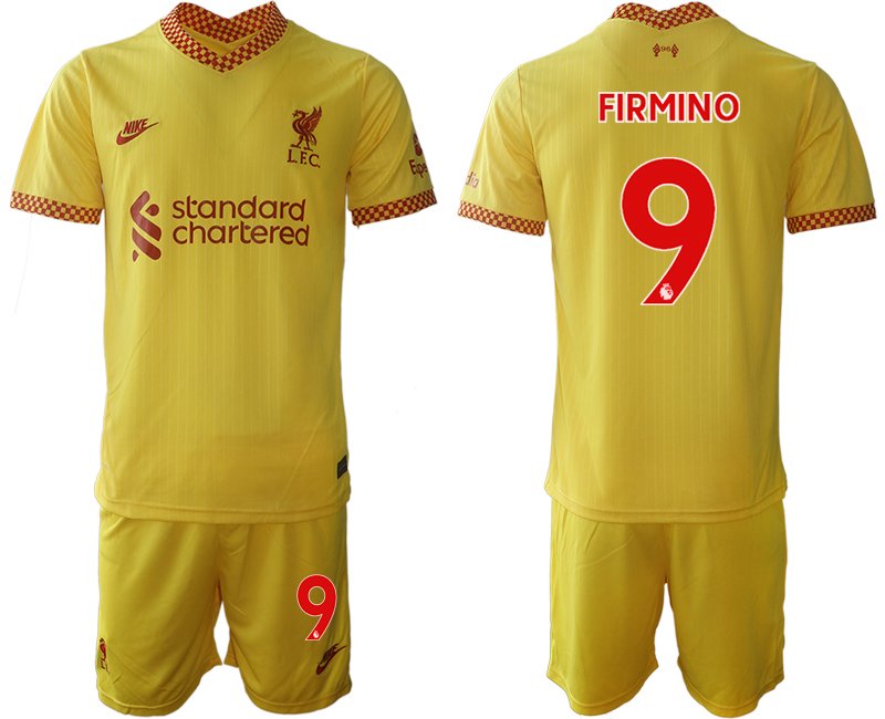 Liverpool FC Stadium Ausweichtrikot 2021/22 gelb-rot Fußball Trikotsatz FIRMINO 9