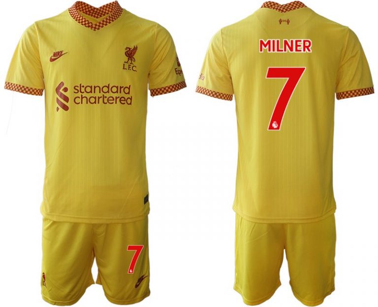 Liverpool FC Stadium Ausweichtrikot 2021/22 gelb-rot Fußball Trikotsatz MILNER 7