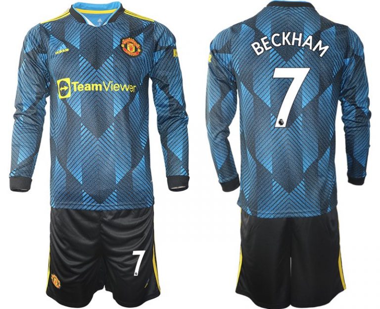 Manchester United Ausweichtrikot 2021/22 Langarm Trikotsatz mit Aufdruck Beckham 7