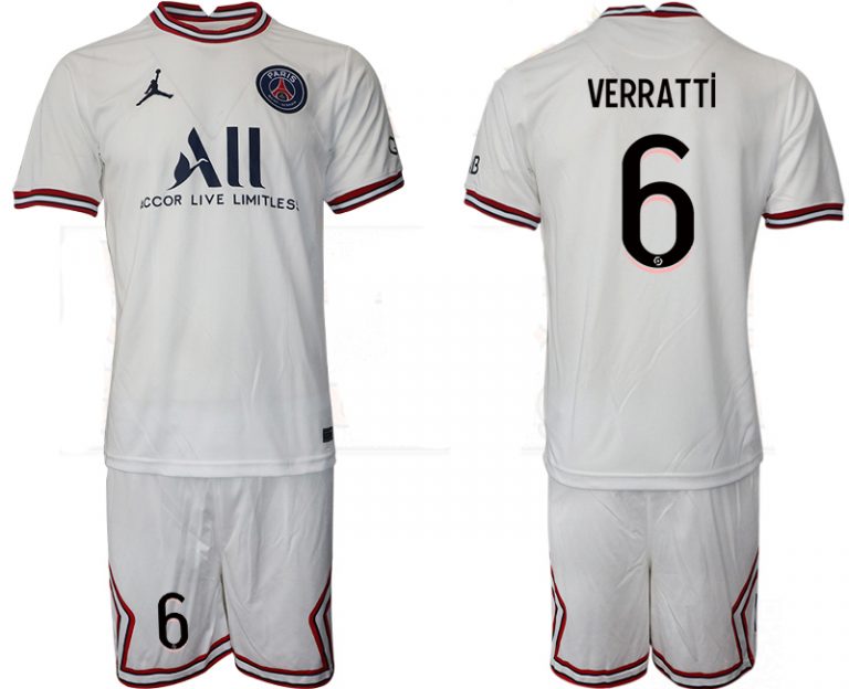 Paris Saint-Germain 4th Shirt 2021/22 Fourth Trikot PSG weiß mit Aufdruck Verratti 6