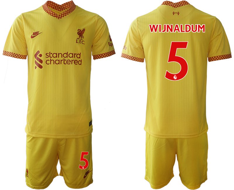 Personalisierbar FC Liverpool Ausweichtrikot 2021/22 gelb-rot mit Aufdruck WIJNALDUM 5