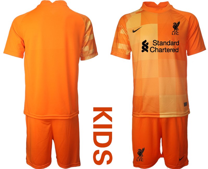 Personalisierbar Fußball Trikot FC Liverpool Torwarttrikot Orange für Kinder