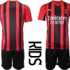 Personalisierte Fußball Trikot Kit Set AC Milan Shorts Kinder Anpassbarer Name und Nummer