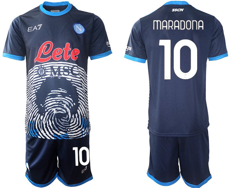 SSC Naepel Maradona Fussballtrikot 2021-2022 Marineblau mit Aufdruck Maradona 10