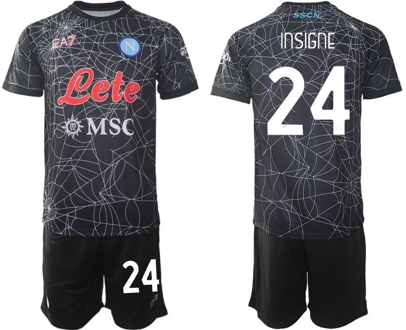 SSC Napoli Special Heimtrikot 2021-2022 Kurzarm schwarz mit Aufdruck INSIGNE 24