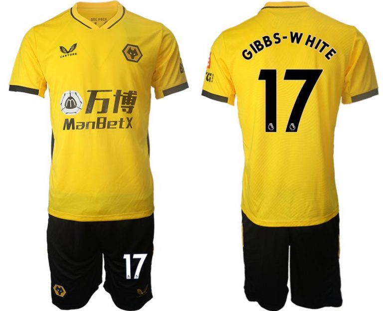 Wolverhampton Wanderers Gelb Trikot 2022 Heim mit Aufdruck GIBBS-WHITE 17