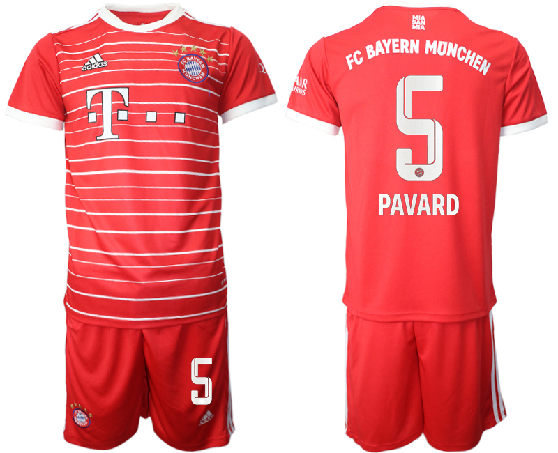 FC Bayern München 2022-23 Heimtrikot Pavard 5 Trikotsatz Kurzarm + Kurze Hosen