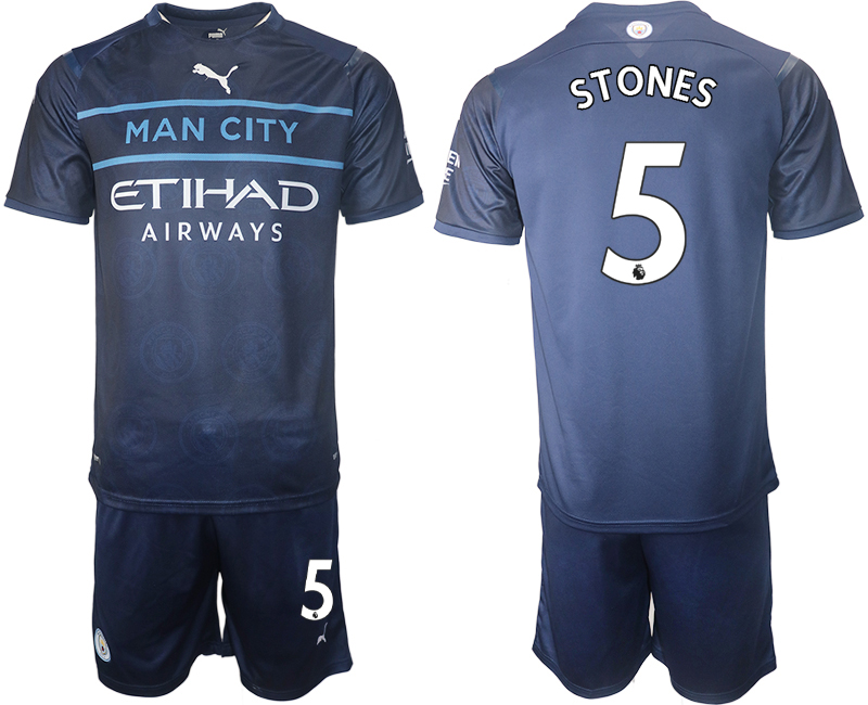 STONES 5 Manchester City 21-22 Drittes Trikot Kurzarm + Kurze Hosen