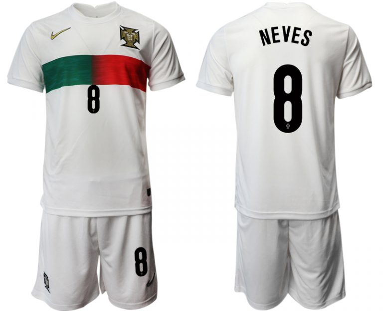 2022 Günstige Trikotsatz Portugal Heimtrikot Away Weiß NEVES 8