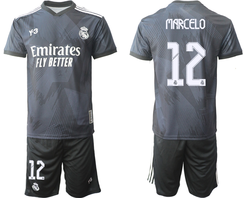 Herren Y-3 Real Madrid Viertes Fußballtrikot schwarz für die Saison 2021-2022 MARCELO 12