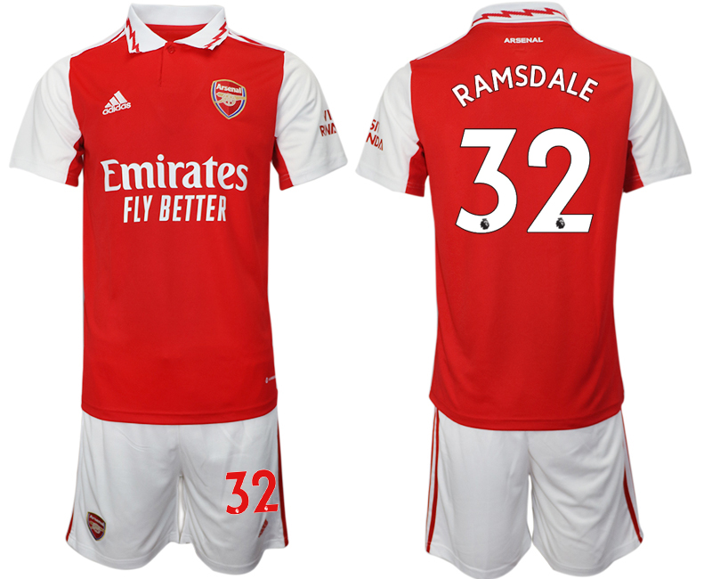 Arsenal 2022/23 Heimtrikot für Herren rot-weiß Trikotsatz Kurzarm + Kurze Hosen RAMSDALE #32