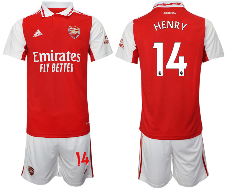 Herren Arsenal 2022/23 Heimtrikot rot-weiß Trikotsatz Kurzarm + Kurze Hosen HENRY 14