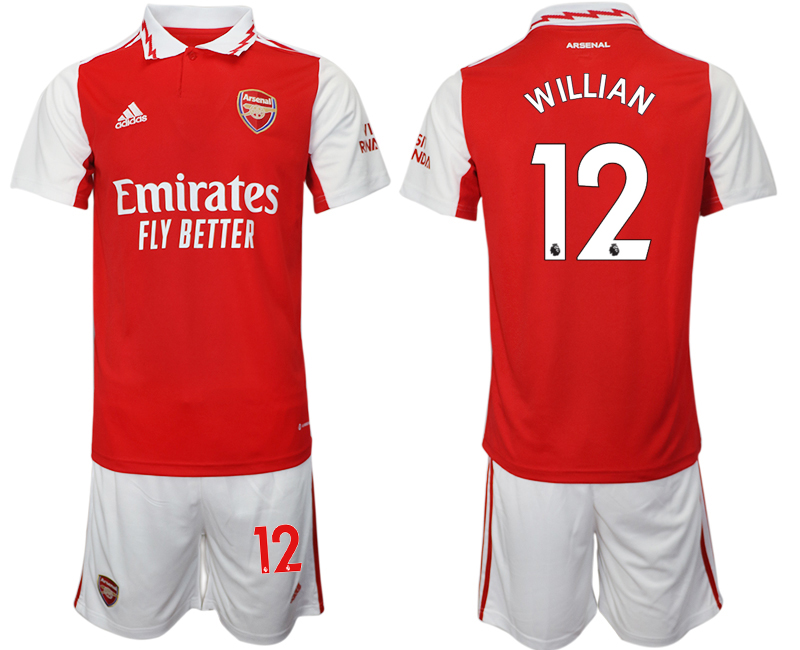 Herren Arsenal 2022/23 Heimtrikot rot-weiß Trikotsatz Kurzarm + Kurze Hosen WILLIAN 12