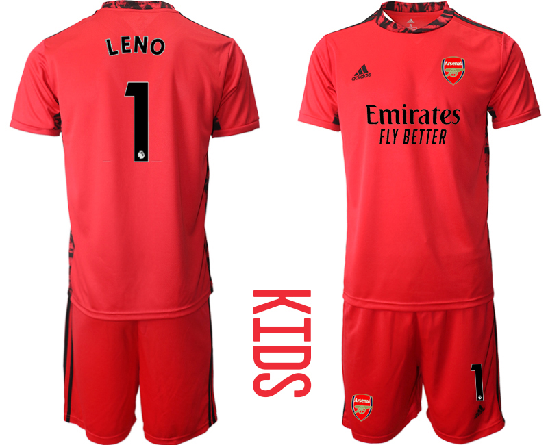 Kinder FC Arsenal Torwart Trikot rot Trikotsatz Kurzarm + Kurze Hosen LENO #1