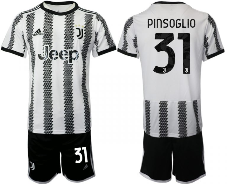 Fussballtrikots Günstig Juventus 2022-23 Heimtrikot Schwarz Weiß Kurzarm + Kurze Hosen PINSOGLIO 31