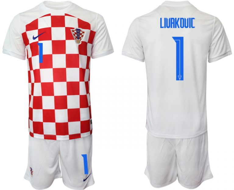 Kroatien Heimtrikot WM-2022 weiß Battle Blue Herren Fußballtrikots Trikotsatz Livakovic 1