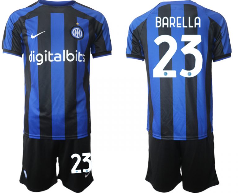 BARELLA 23 Herren Inter Mailand 2022-2023 Heimtrikot Blau Kurzarm + Kurze Hosen