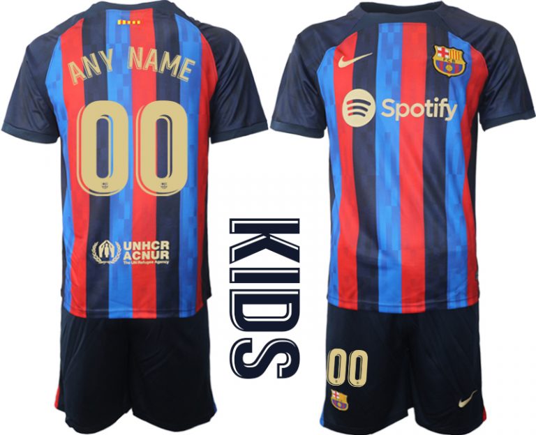 FC Barcelona Kinderheim Trikot 2022/23 Trikotsatz Navy Blau Billige FußballTrikots