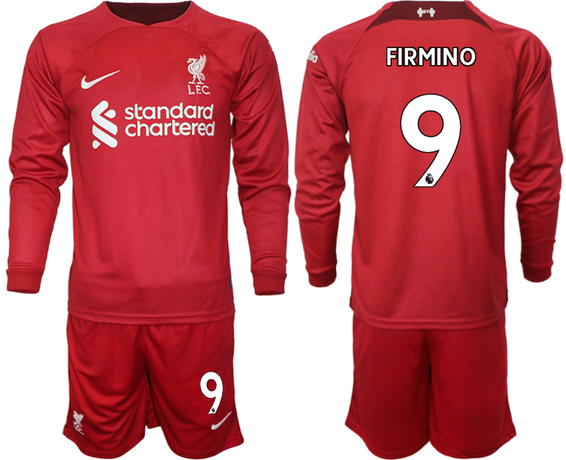 FC Liverpool 2022-23 Heimtrikot in rot Langarm + Kurze Hosen mit Aufdruck FIRMINO 9