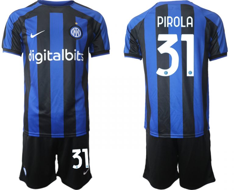 Günstig Inter Mailand 2022-2023 Heimtrikot Blau für Herren Fußballtrikots Set PIROLA 31