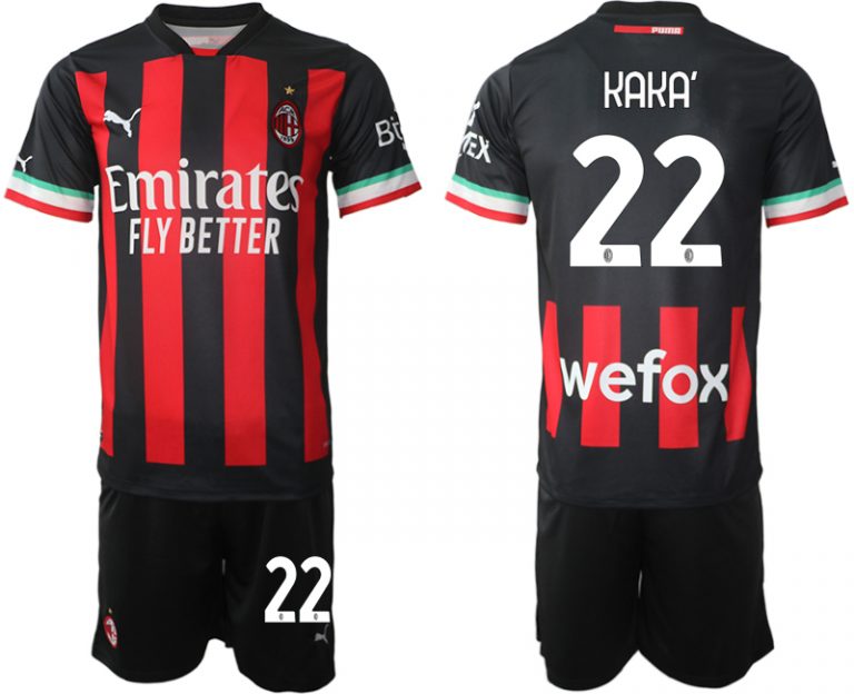 Herren AC Milan Heimtrikot 2022/23 Schwarz Rot Günstig Fußballtrikots Set KAKA'22