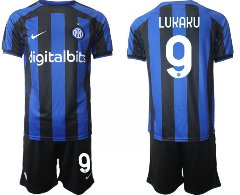 Herren Inter Mailand 2022-2023 Heimtrikot Blau Trikotsatz Online Bestellen mit Aufdruck LUKAKU 9