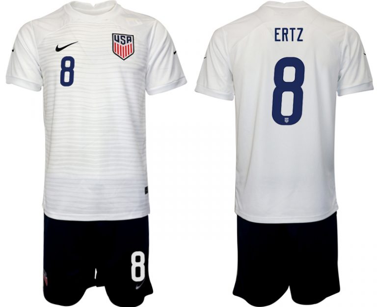 Herren USA Heimtrikot WM 2022 Weiß Schwarz Trikotsatz Fußballtrikots Kaufen ERTZ 8