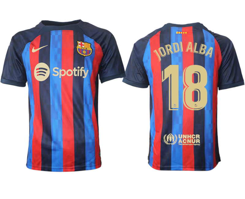 JORDI ALBA 18 FC Barcelona 2022/23 Home Kit Heimtrikot Kurzarm für Herren