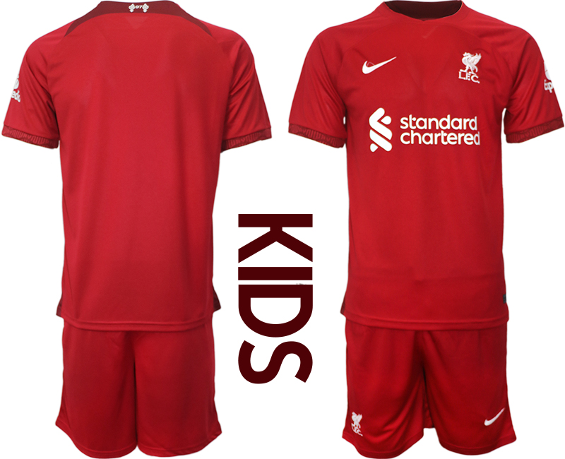 Kinder Fußballtrikots Liverpool Heimtrikot 2022/23 Rot Kurzarm + Kurze Hosen