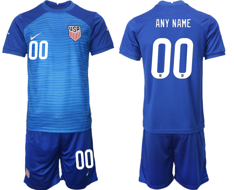 Neues United States Auswärtstrikot WM 2022 blau USA Trikots Kurzarm + Kurze Hosen Online