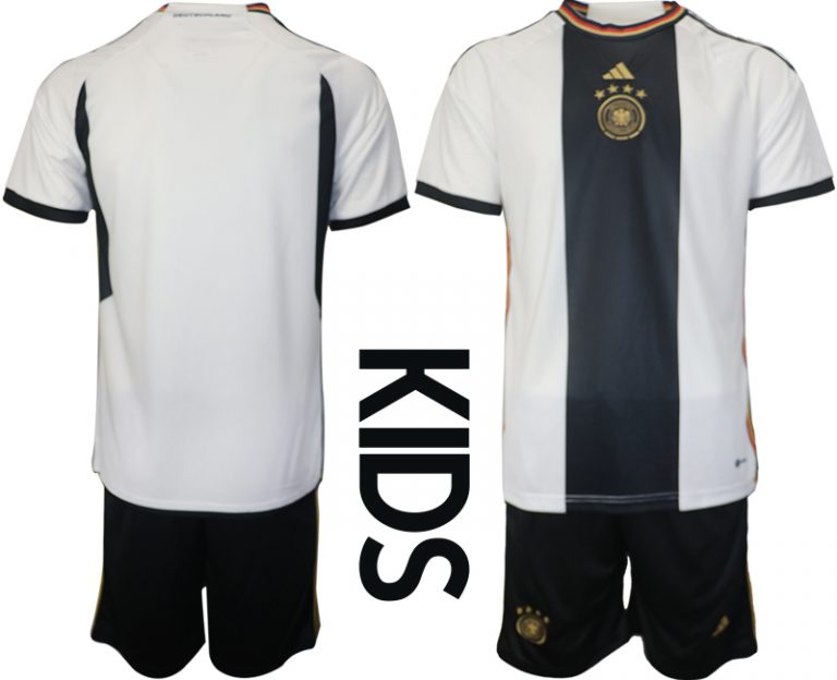 Deutschland Heimtrikot DFB WM 2022 Kinder Trikots weiß schwarz Trikotsatz