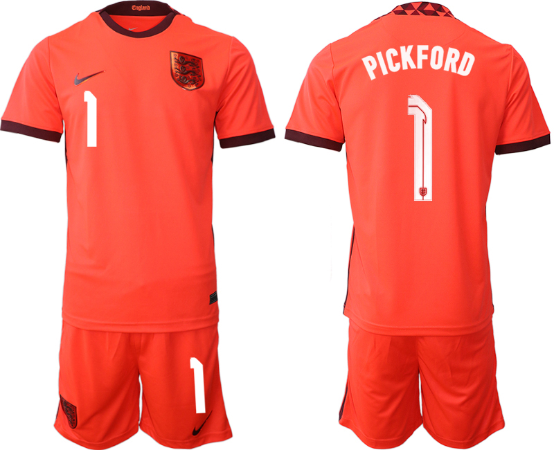 England Trikot Away Frauen EM 2022 Orange Kurzarm + Kurze Hosen PICKFORD 1