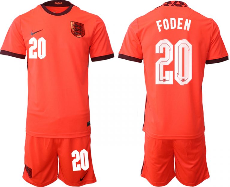 England Trikot Away Frauen EM 2022 Orange Trikotsatz Kurzarm + Kurze Hosen FODEN 20