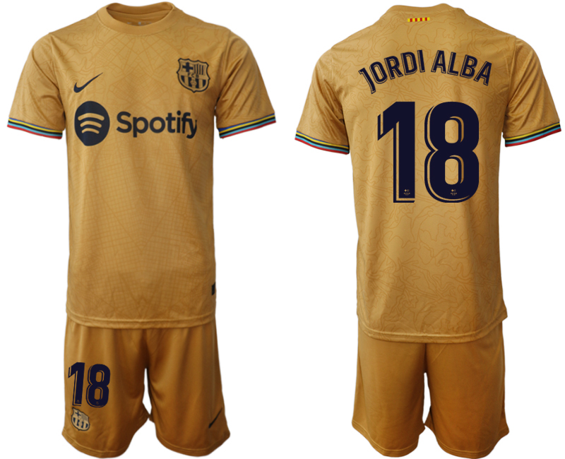 FC Barcelona 2022-23 Auswärtstrikot goldene Away Shirt für Herren JORDI ALBA 18