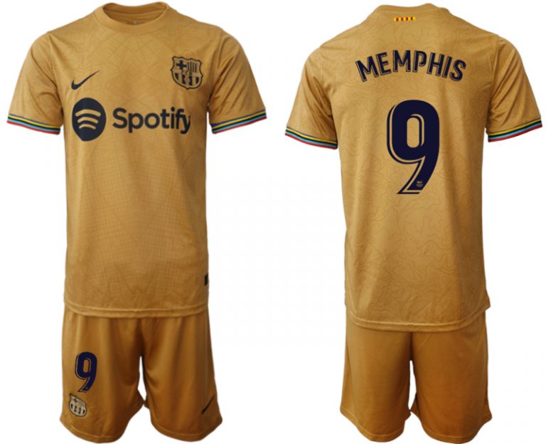 FC Barcelona 2022-23 Auswärtstrikot goldene Away Shirt für Herren MEMPHIS 9