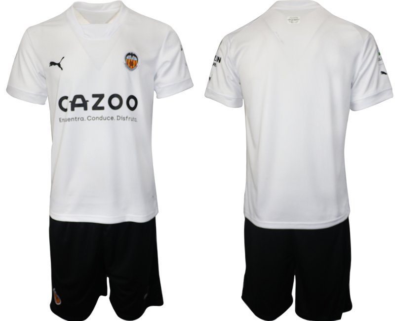 Fußballtrikot für Herren Valencia CF 2022/23 Heimtrikot weiß Kurzarm + schwarz Kurze Hosen