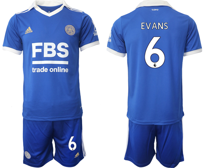 Fussballtrikots Günstig Leicester City 2022-23 Heimtrikot blau weiß Kurzarm + Kurze Hosen EVANS 6