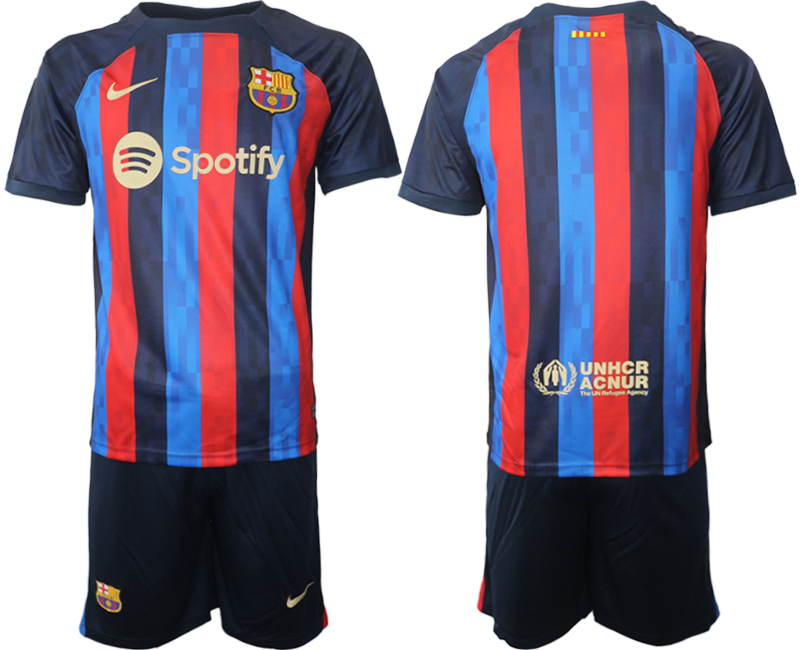 Herren FC Barcelona 22/23 Heimtrikot dunkelblau Fußballtrikots Set