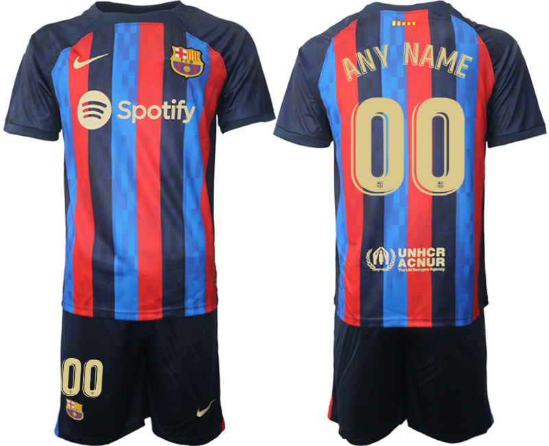 Herren FC Barcelona 22/23 Heimtrikot dunkelblau Kurzarm + Kurze Hosen