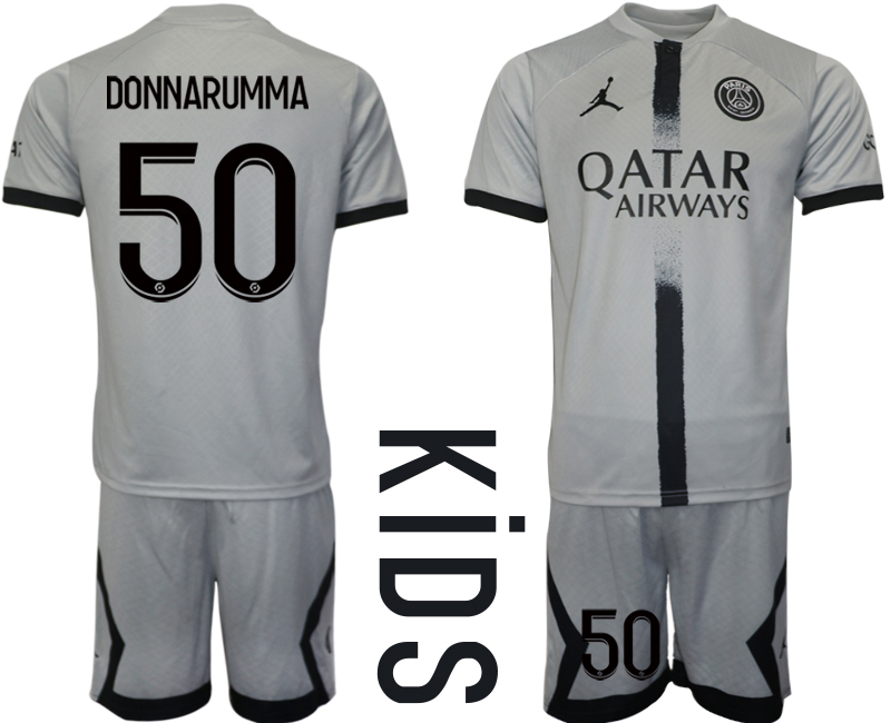 Kinder Fußball Trikot Paris Saint-Germain PSG 22-23 Auswärtstrikot Trikotsatz mit Aufdruck DONNARUMMA 50