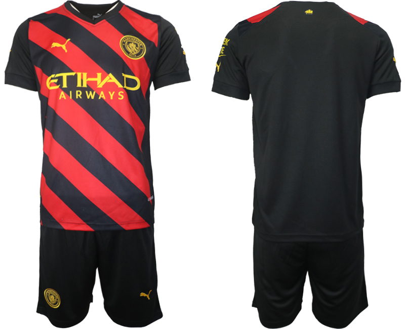 Manchester City Trikot Away 2022/2023 schwarz rot Fußballtrikot Herren Sale