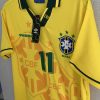 Vintage Signed Brasilien Fußball Heimtrikot 1991-1993 Umbro Cafu Brasil Herren mit Aufdruck ROMÁRIO 11-4