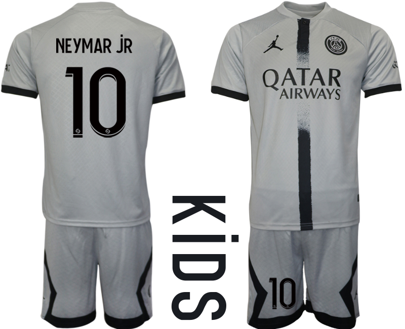 Kinder Fußball Trikot Paris Saint-Germain PSG 22-23 Auswärtstrikot Trikotsatz mit Aufdruck NEYMAR JR 10