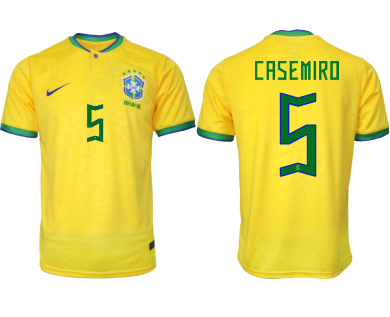 Brasilien FIFA WM Katar 2022 Heimtrikot gelb Kurzarm für Herren CASEMIRO 5