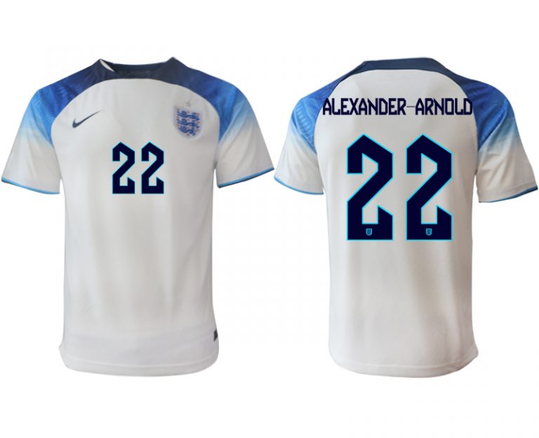 Herren England FIFA WM Katar 2022 weiß blau Heimtrikot Kurzarm ALEXANDER-ARNOLD 22