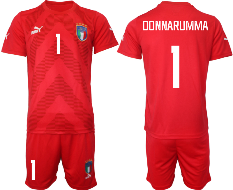 DONNARUMMA #1 Herren Italien Torwarttrikot Fußball WM 2022 rot Trikotsatz Kurzarm + Kurze Hosen