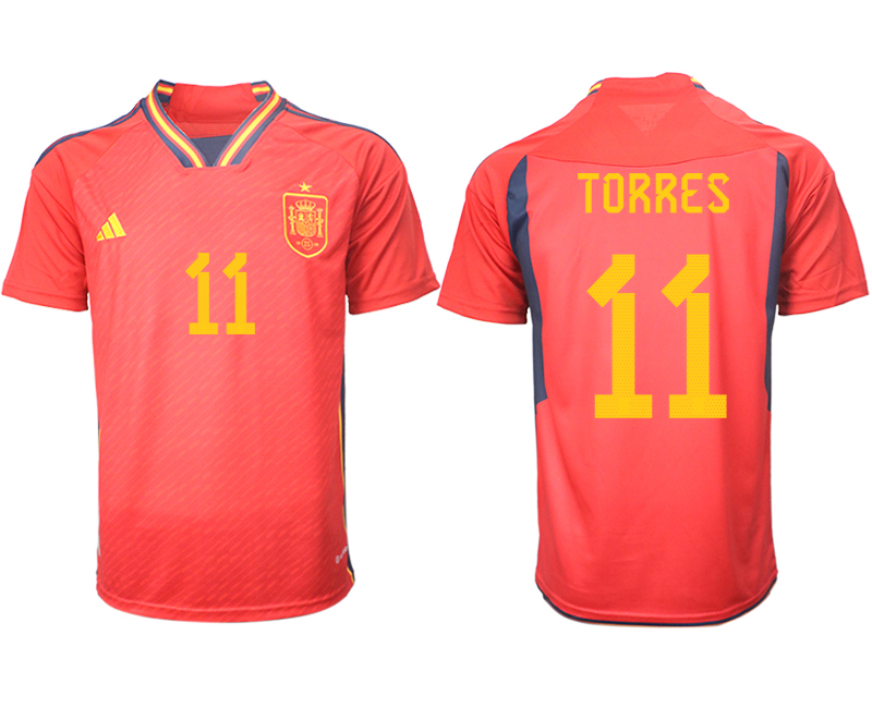 Herren Spanien FIFA WM Katar 2022 Heimtrikot Teampower Rot Kurzarm Trikotsatz TORRES 11